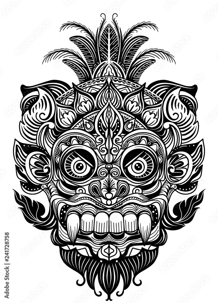 Hand drawn illustration. Ornamental element. tattoo devil mask , Warrior  Tribal Mask Vector illustration Stock Vector | Adobe Stock