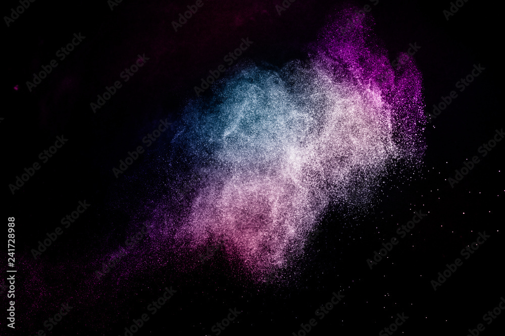 Fototapeta premium powder of Galaxy and Nebula color spreading for makeup artist or graphic design in black background