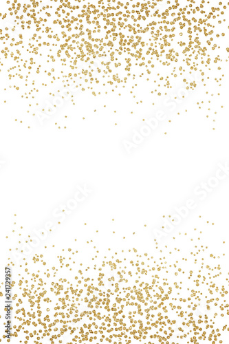 Gold dust falling down, behing the white background