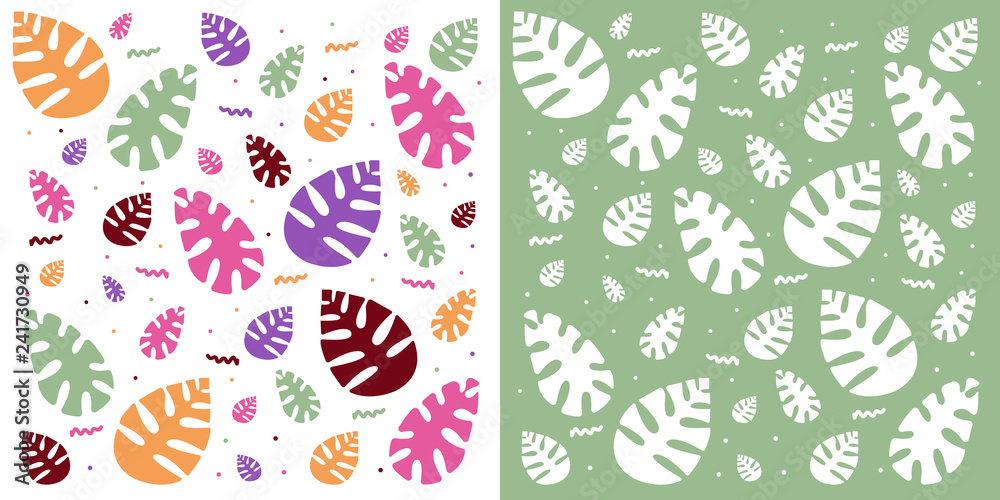 Tropical Plants Floral Background. Palm leaves. Great background for postcards and other design