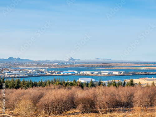 Cityscape viewpoint of Reykjavik from Perlan  Iceland