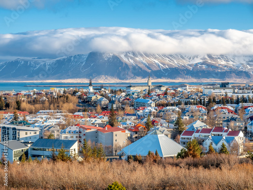 Cityscape viewpoint of Reykjavik from Perlan, Iceland photo