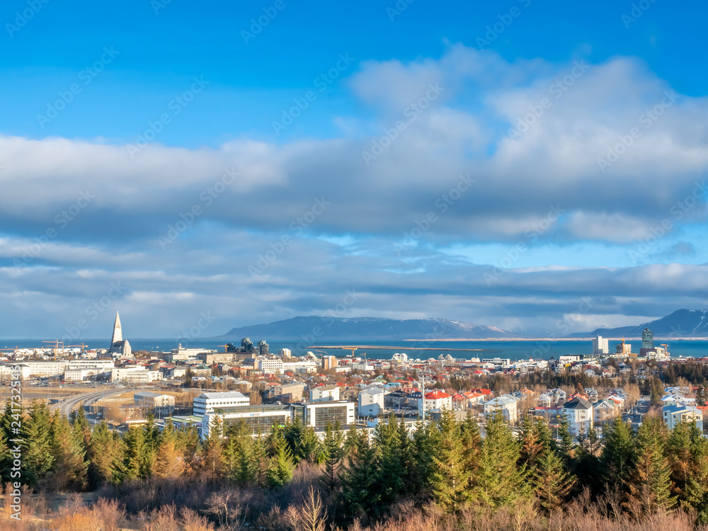 Cityscape viewpoint of Reykjavik from Perlan, Iceland