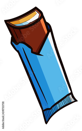Cute and funny yummy blue wafer stick opened packaging ready to eat - vector