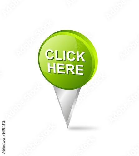 Click here pointer icon on white background