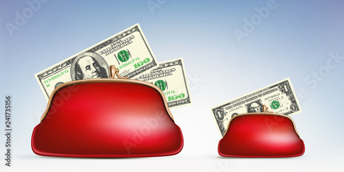 pouvoir d’achat, riche, pauvre, porte monnaie, concept, revenus, dollar, prospérité, pauvreté, richesse, comparaison, opposé, opposition, symbole, consommation, prix, vie, cher, niveau de vie, économi