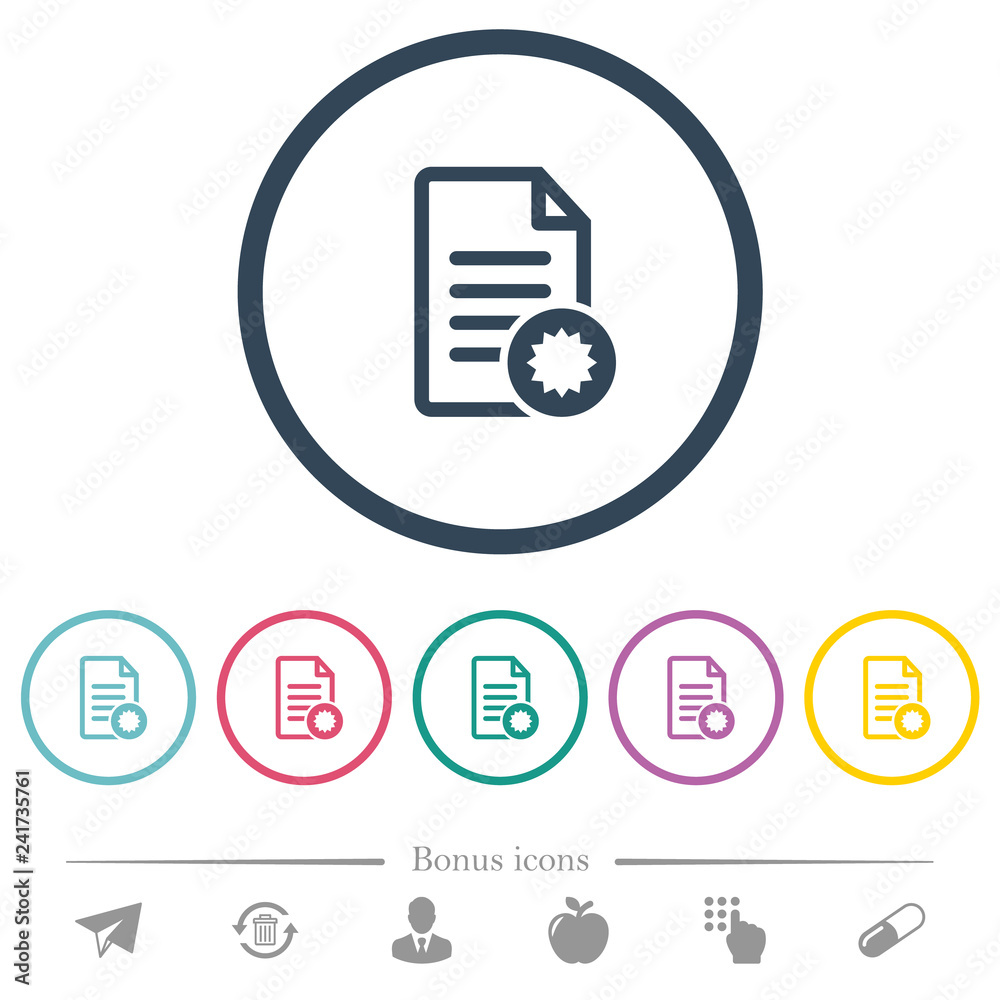 Document certificate flat color icons in round outlines Document certificate flat color icons in round outlines