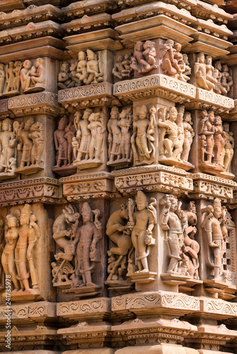 Close up erotic stone carving in Lakshman Temple