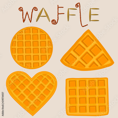 Vector icon illustration logo for set various sweet waffles.