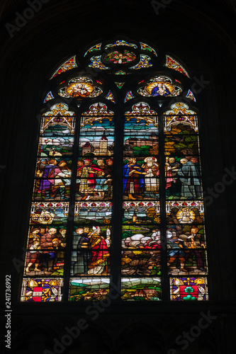 Stained glass window of the new Cathedral in Linz