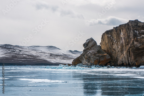 Frozen rock in the Baikal lake, Siberia