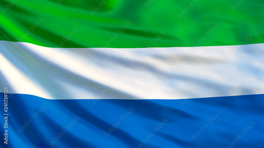 Fototapeta premium Sierra Leone flag. Waving flag of Sierra Leone 3d illustration