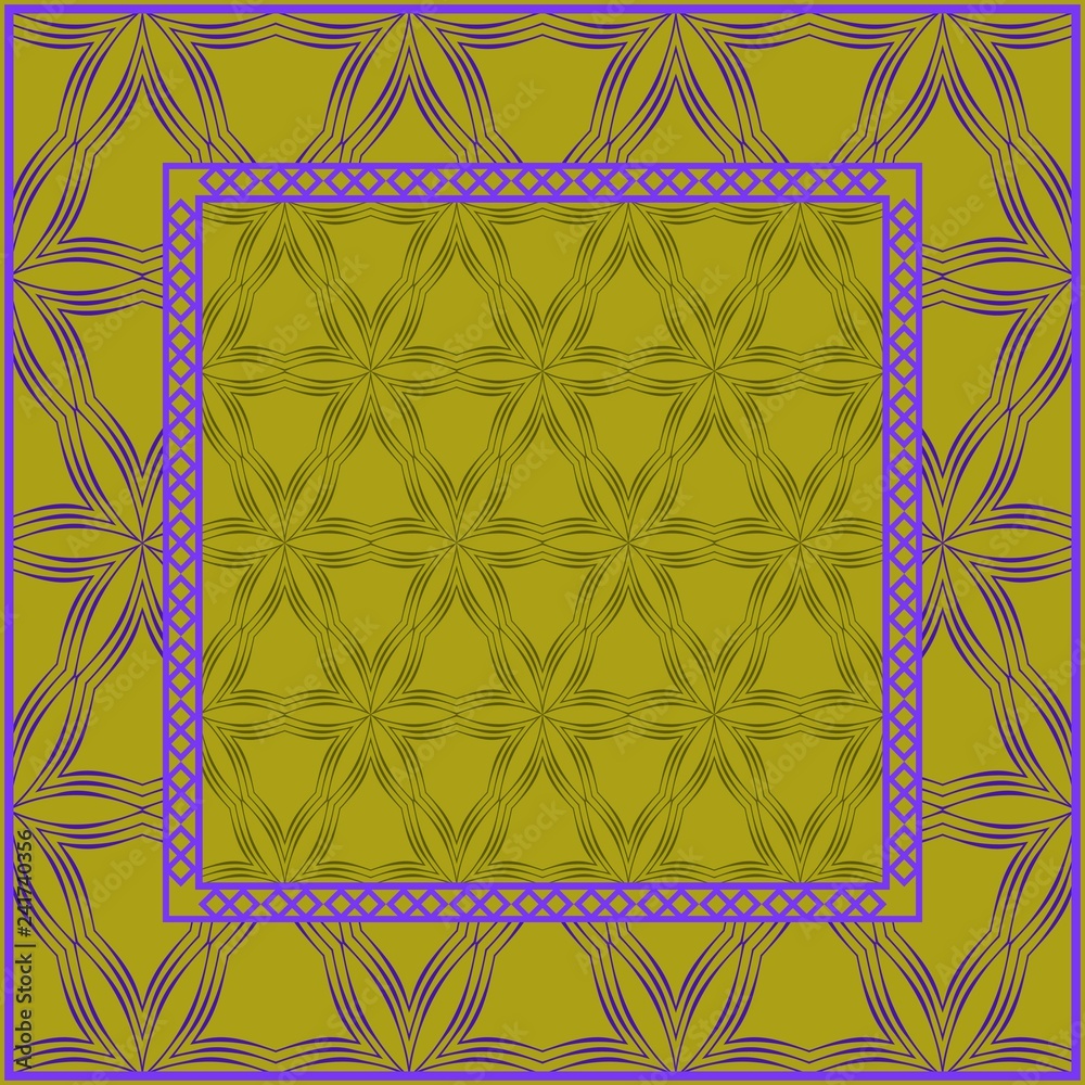 Obraz premium Fashion design Print with geometric pattern. Vector illustration. For modern interior design, fashion textile print, wallpaper. DARK GREEN and purple COLOR.