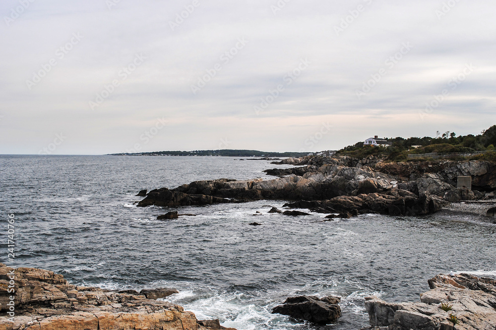 Beautiful panorama of coast of Atlantic Ocean and rocky cliff