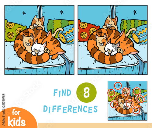 Find differences education game, Four cats