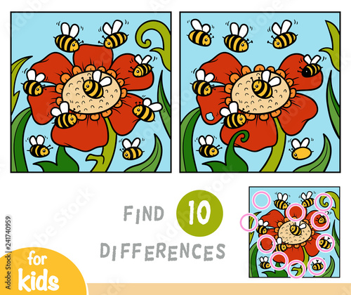 Find differences education game, bees