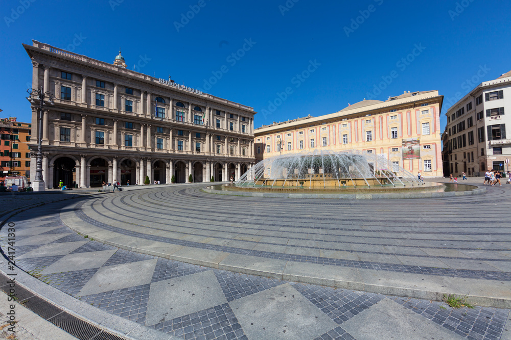 Palazzo Ducale, Piazza de Ferrari with fountain, Genoa, Liguria, Italy, Europe