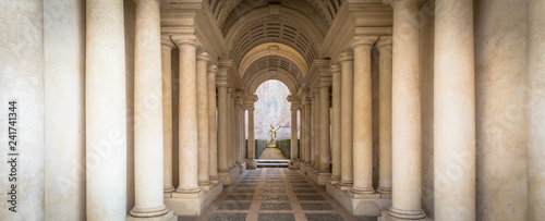 Luxury palace with marble columns in Rome