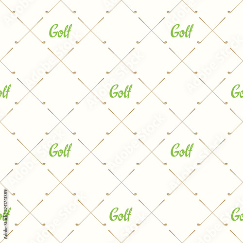 Seamless golf pattern. Vector set of hand-drawn sports equipment. Illustration in sketch style on white background.