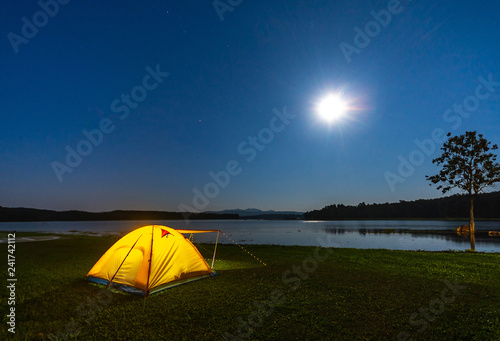 Camping tent on the mountain at Mae Puem National Park in Phayao northern provinces of Thailand.