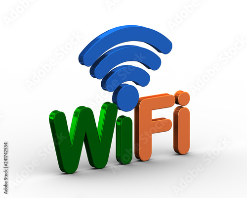 3d word wifi wireless symbol icon photo