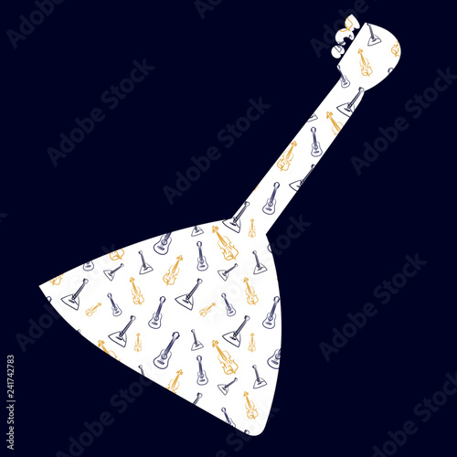 picture with balalaika and elements of guitar, violin and balalaika inside