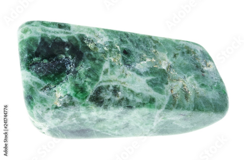 tumbled Jadeite (green jade) stone on white