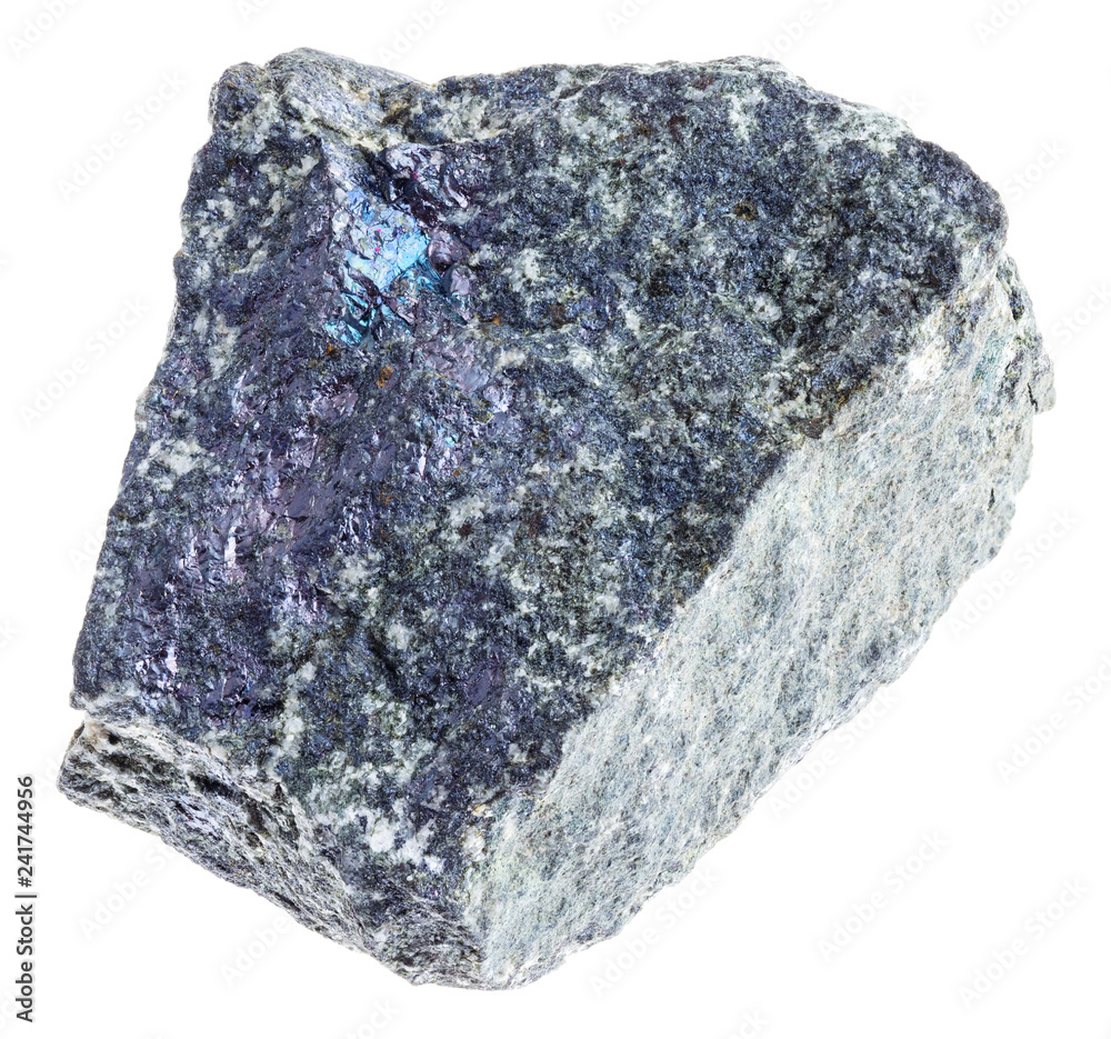 rough bornite (peacock ore) rock on white rough bornite (peacock ore) rock on white