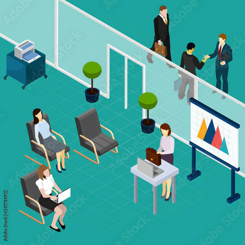 Staff Training Office Isometric Composition