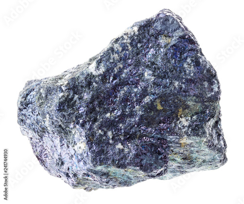 raw bornite (peacock ore) stone on white