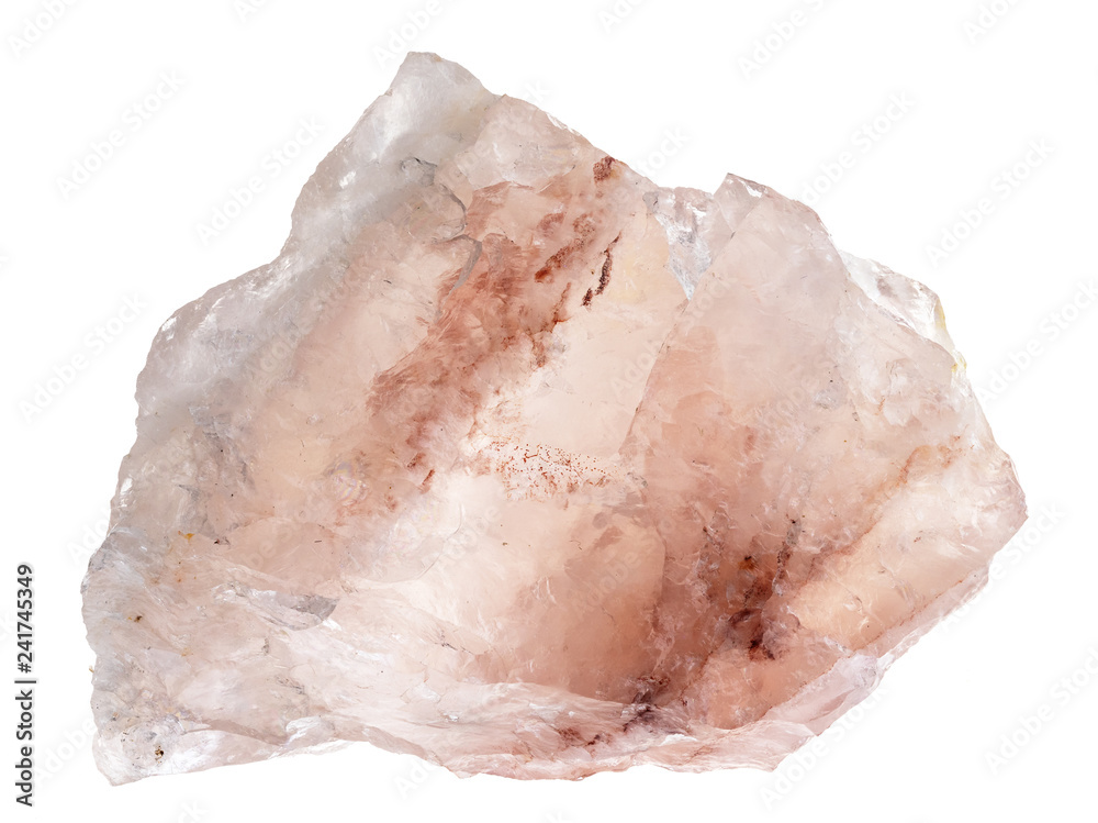raw crystal of rose quartz on white - obrazy, fototapety, plakaty 