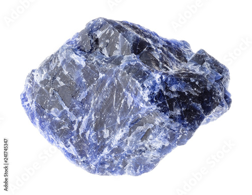 rough blue Sodalite stone on white