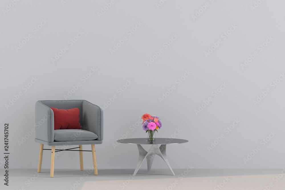 Fototapeta premium modern sofa in living room. Minimal style concept. pastel color style. 3D render