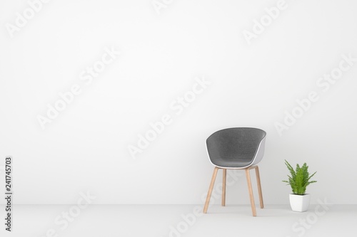 modern chair  in  living room. Minimal style concept. pastel color style. 3D render