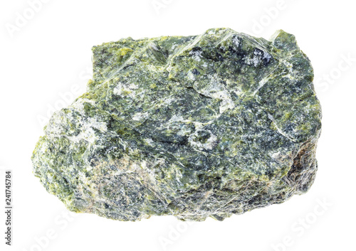 rough green Serpentine rock on white