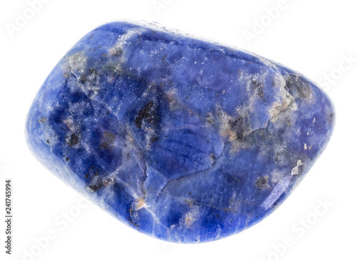 polished blue Sodalite gemstone on white