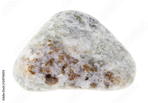 chondrodite in polished calcite stone on white photo