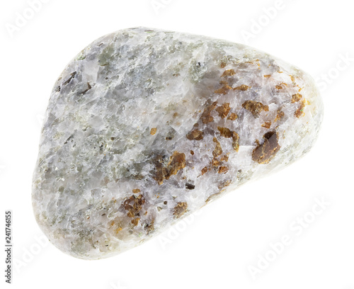 chondrodite in tumbled calcite stone on white photo