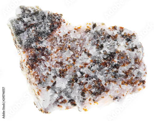 chondrodite and diopside crystals in raw calcite photo