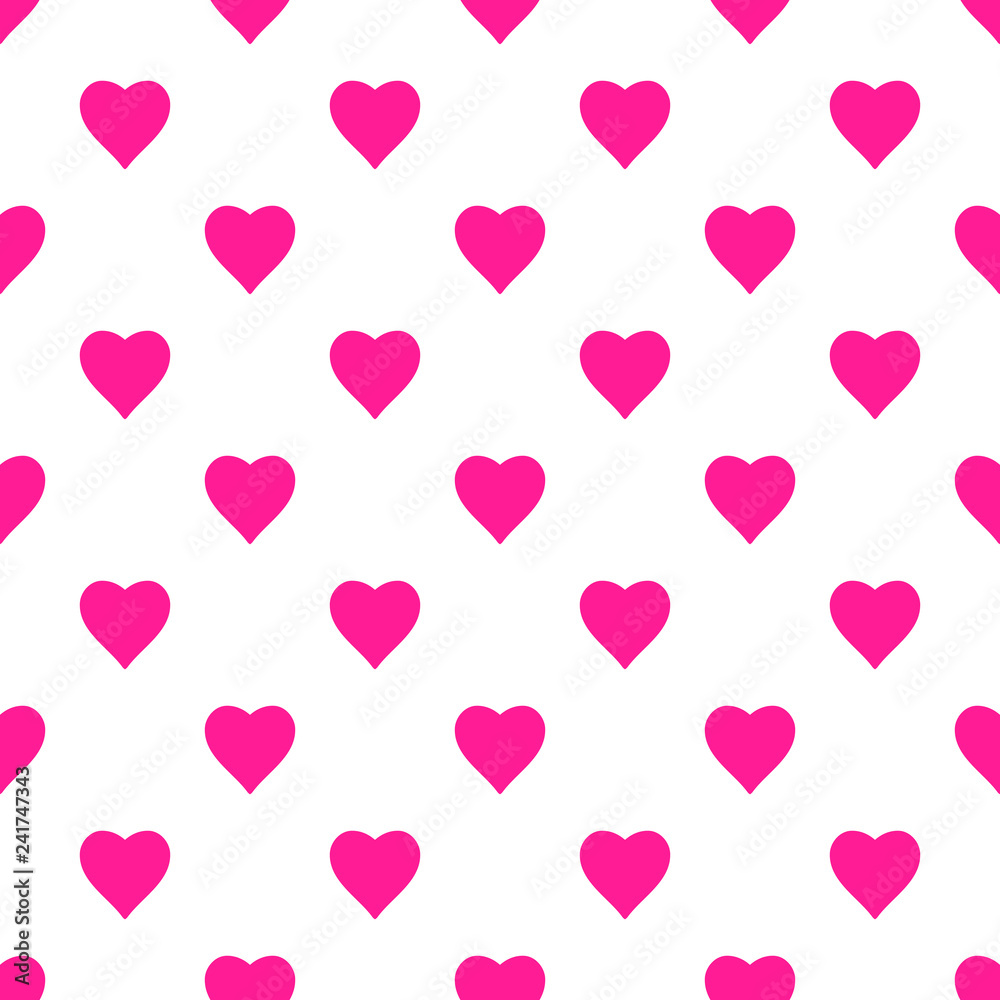 Square seamless vector pattern with pink hearts