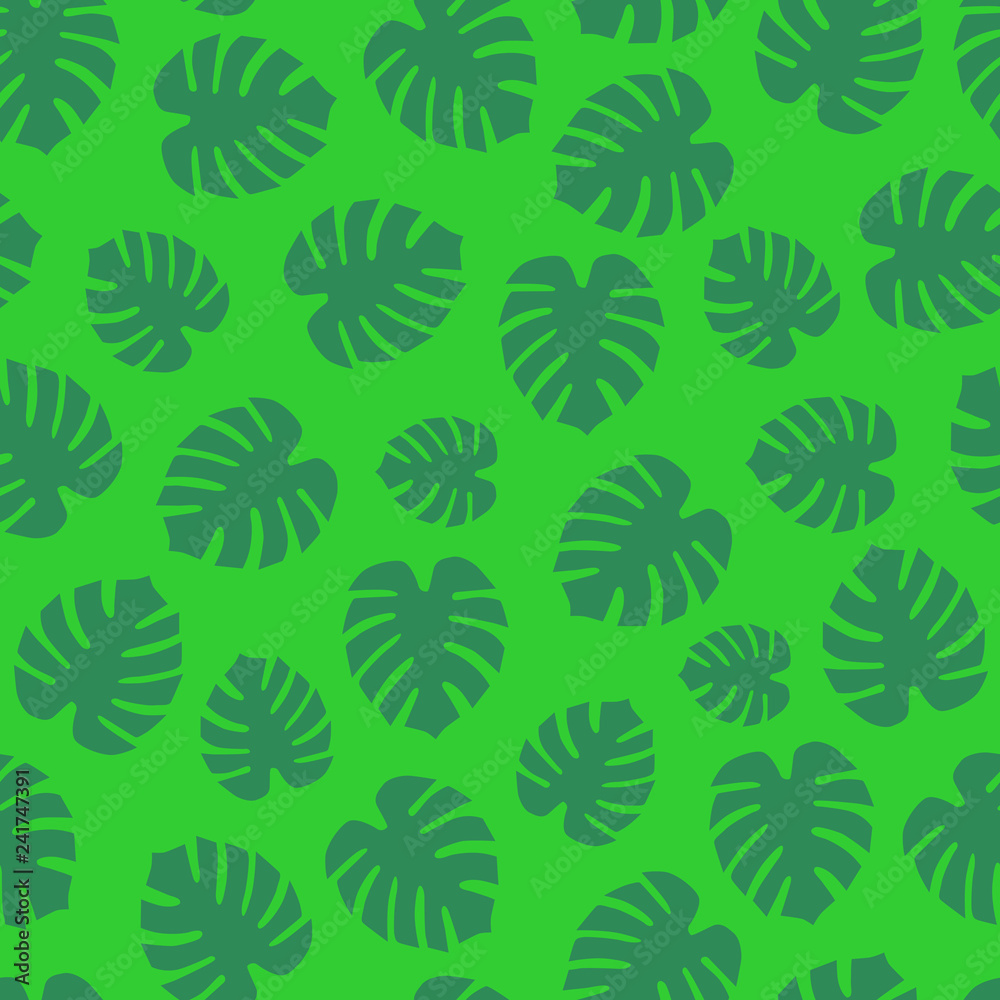 Summer seamless vector pattern with green monstera leaves Summer seamless vector pattern with green monstera leaves