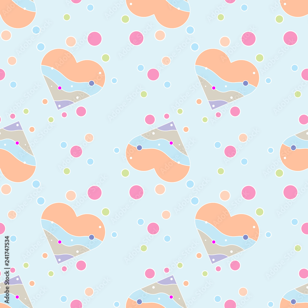 Love print. Decorative pattern with colored heart. Seamless pattern.