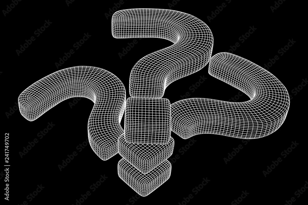 Question mark abstract model line and composition digitally drawn. Wireframe low poly mesh vector illustration Question mark abstract model line and composition digitally drawn. Wireframe low poly mesh vector illustration