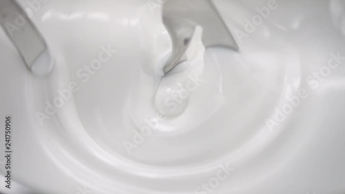 Blender whistles white cream in the lab