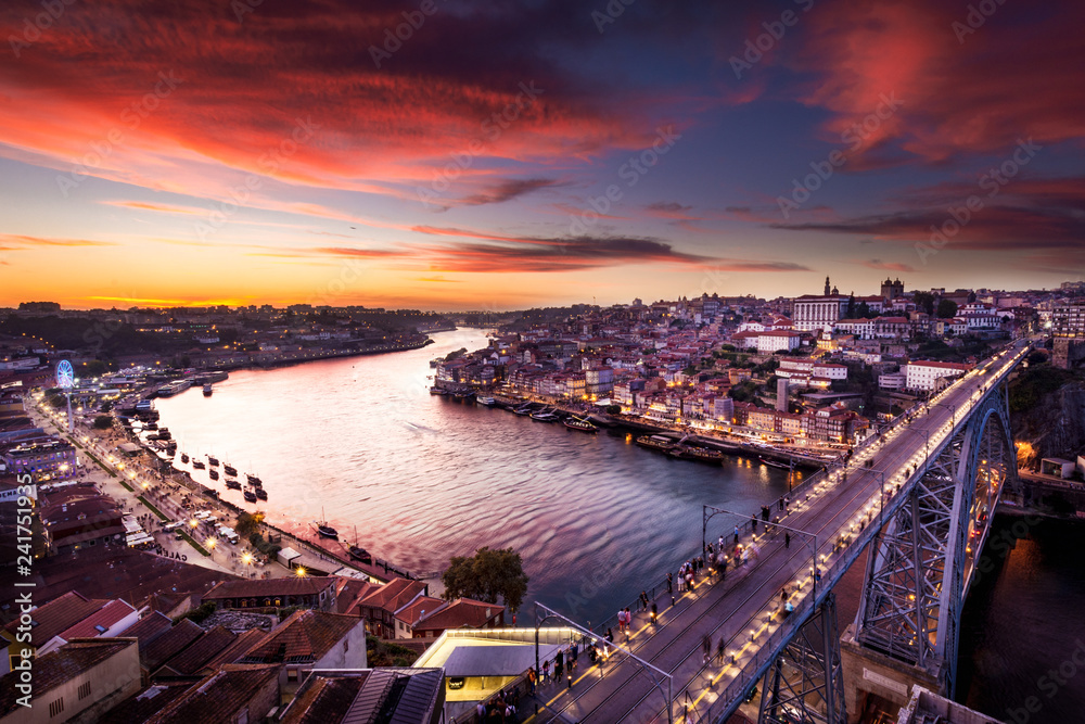 Amazing sunset at Porto, Portugal