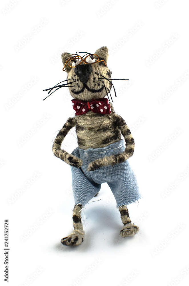 kid play with hand made cat. isolated kid play with hand made cat. isolated
