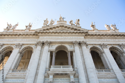 Facade of the Archbasilica of St. John Lateran in Rome, Italy.