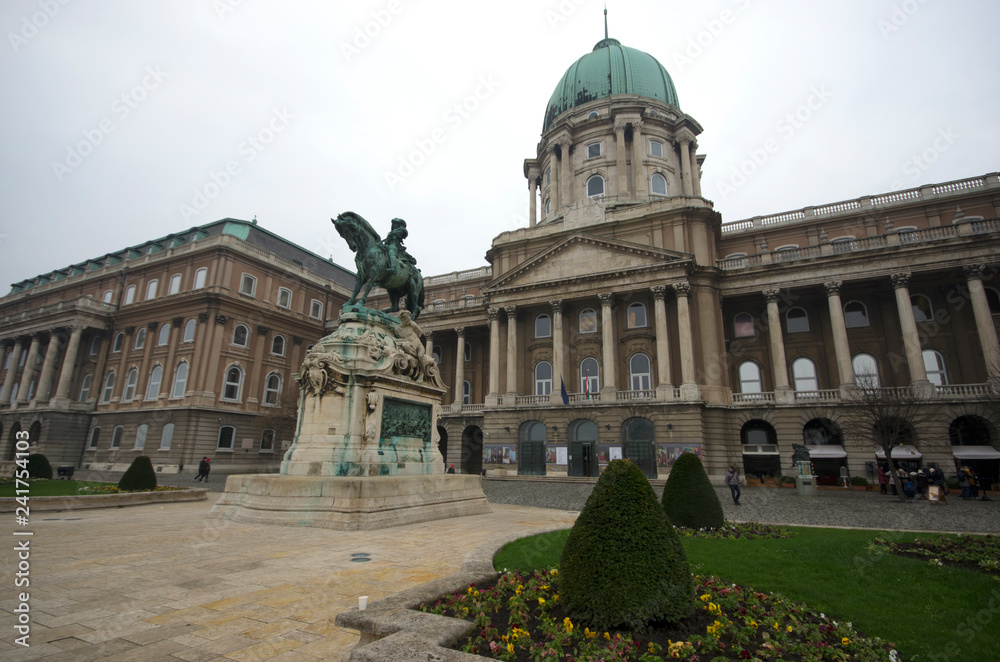 Budapest / Hungary - DECEMBER 14 / 2014 : Front side of Buda Castle