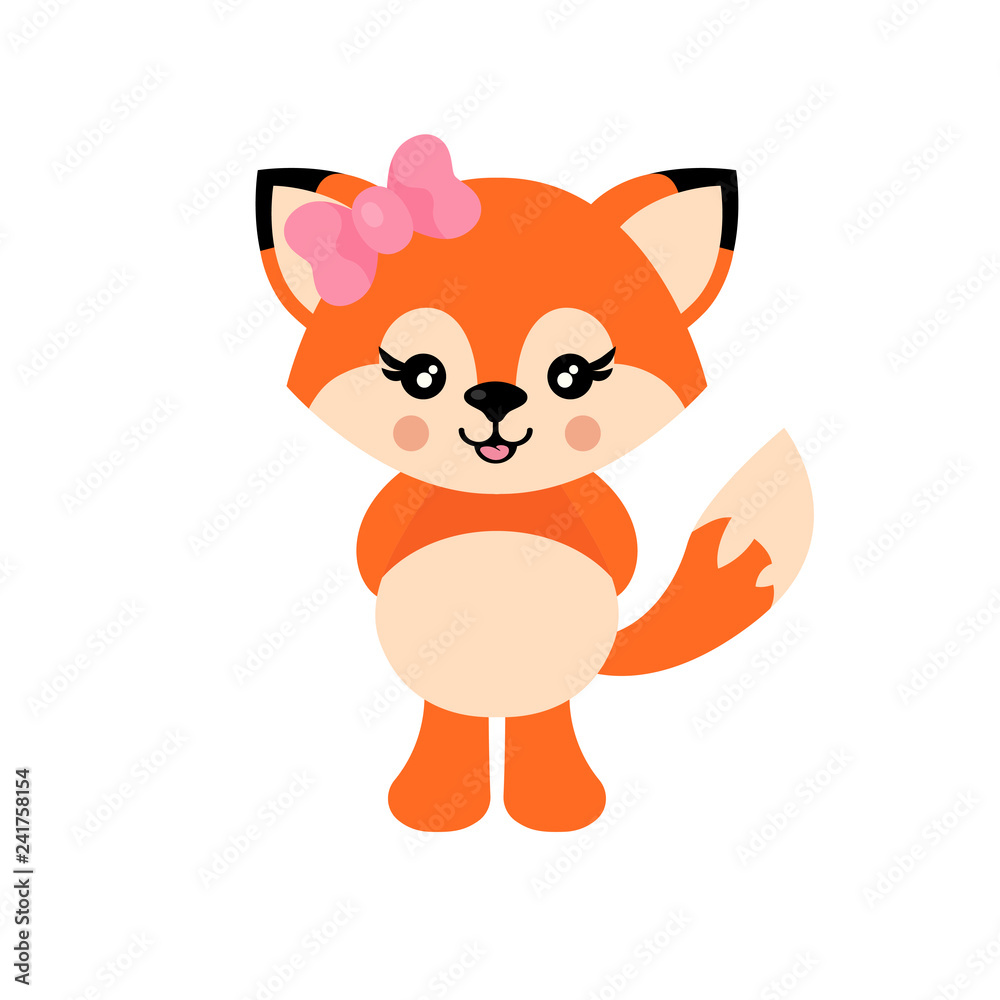 cartoon cute fox girl  vector