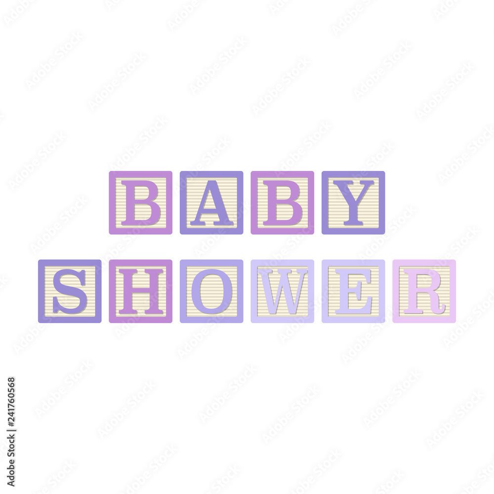 Baby Shower Alphabet Blocks - Pink and purple alphabet blocks spelling Baby Shower